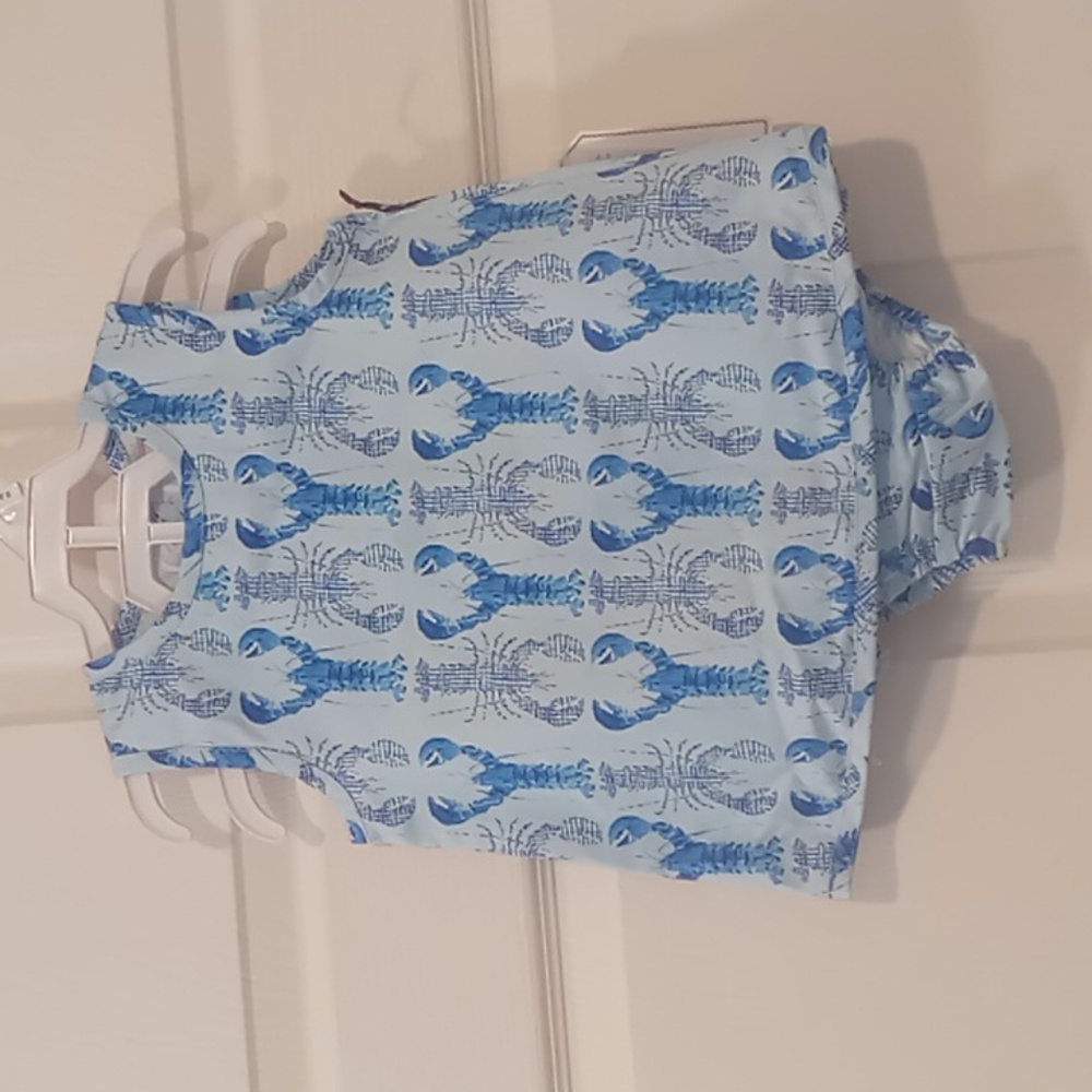 Classic Prep Light Blue Lobster Print Baby Matching Set